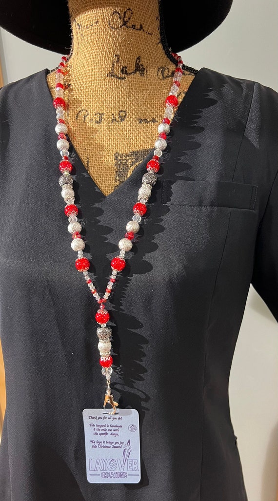 Red, White, Silver & Sparkly and Stunning Breakaway Lanyard 5- Perfect Gift for You, Loved Ones, Exchange Gifts and Colleagues