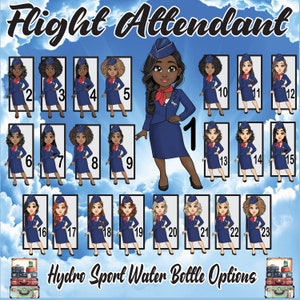 Flight Attendant (23 Image Choices) Hydro Sport Water Bottle - Never Underestimate Us! - Can Be Personalized With Name or Phrase