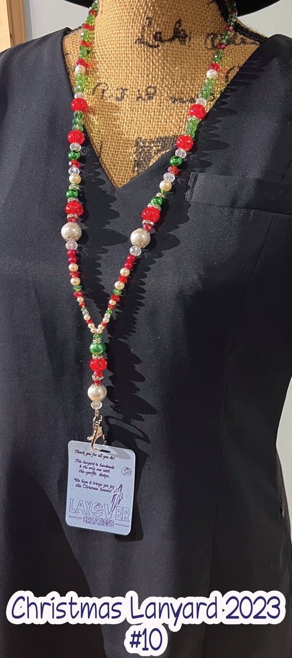Red, Green, White & Silver Ornament Breakaway Lanyard 10 - Stunning - Perfect Gift for You, Loved Ones, Exchange Gifts and Colleagues