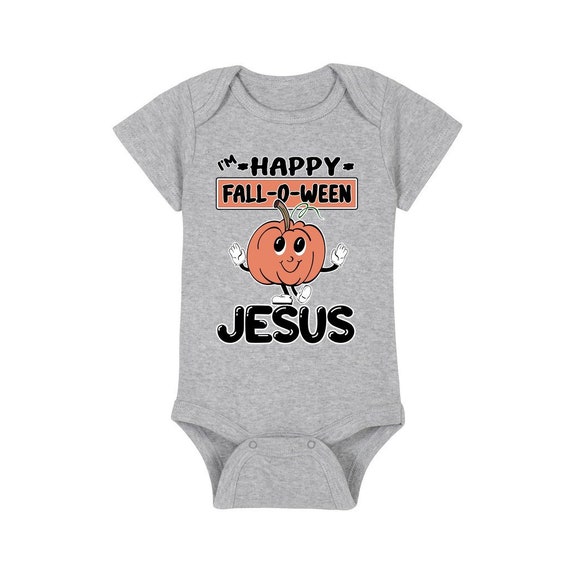 I’m Happy Fall-O-Ween Jesus - Mark 1:17 - Follow Me - Baby Short Sleeve Onesie