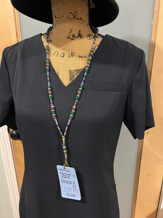 Stunning Purple, Green and Gold Stone & Crystal Mardi Gras Lanyard 7 - Perfect Gift for You, Loved Ones, Exchange Gifts and Colleagues