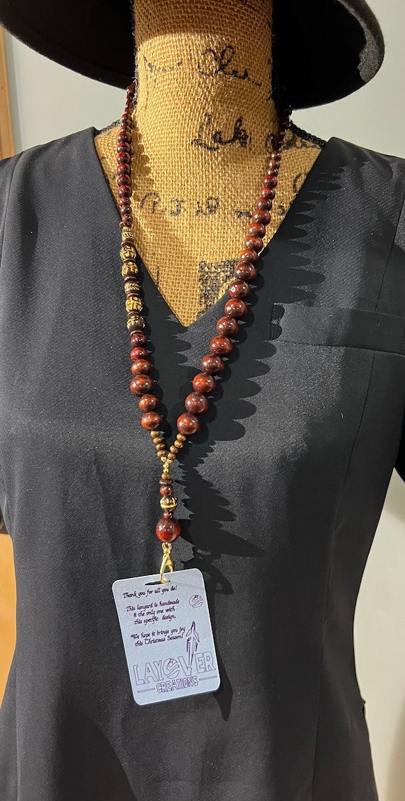 Wood, Stone & Metal Beads Create A Breakaway Lanyard 3 for Fall Wardrobes - Perfect Gift for You, Loved Ones, Exchange Gifts and Colleagues