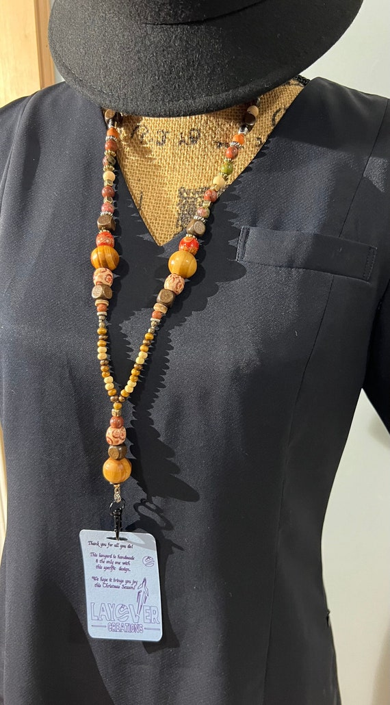 Wood, Stone & Metal Beads Create A Breakaway Lanyard 2 for Fall Wardrobes - Perfect Gift for You, Loved Ones, Exchange Gifts and Colleagues