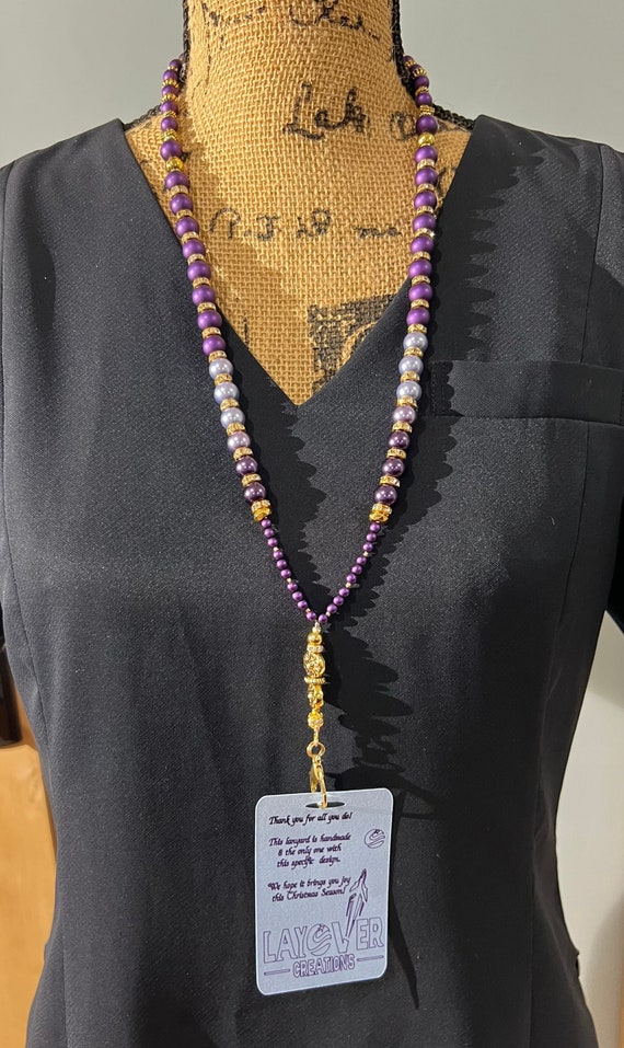 Stunning Purple, Lavender and Gold Stone & Crystal Lanyard 1 For Any Occasion - Gift for You, Loved Ones, Exchange Gifts and Colleagues