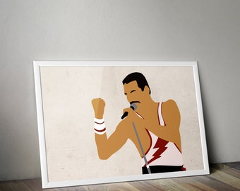 Freddie Mercury Poster - Wall Art - Queen Rockband - 12x18/18x24/24x36