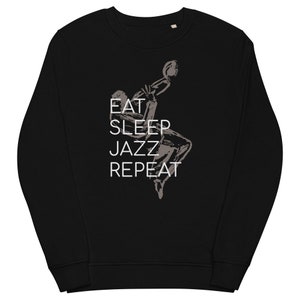 Jazz Unisex organic sweatshirt, Jazz Shirt, Jazz Art, black jazz art, Gift for Jazz Lovers, Jazz fan