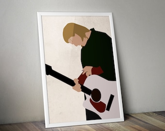 Arte de Kurt Cobain - Pôster musical - Grunge - Impressão física 12×18, 24×36