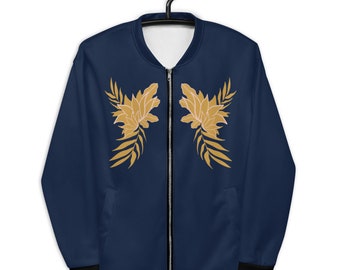 Golden Floral Bomber Jacket in Velvet, Satin, or Waterproof - Etsy