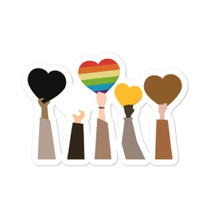 Diversidad Manos Pegatina, Igualdad, Paz, Amabilidad, Humanidad, Arte de la Diversidad, Igualdad Racial, Bubble Sticker, Pegatinas 3x3, 4x4, 5.5x5.5