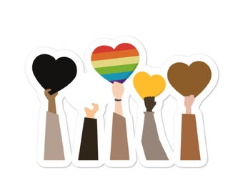 Diversity Hands Sticker, Equality, Peace, Kindness, Humankind,  Diversity Art, Racial Equality, Bubble Sticker, Stickers  3x3, 4x4, 5.5x5.5