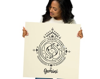 Gemini Poster, Gemini Wall Art, Gemini Print, Zodiac Print, Astrology Art, Zodiac Gift for Gemini