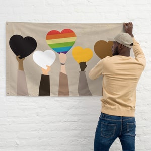 Diversity Hands Flag, Equality, Peace, Kindness, LGBTQ, Humankind, Diversity Art, Racial Equality, Yard Flag, Porch Flag