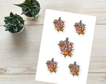 Ribcage Art Sticker Sheet, Rib Cage Flower Art, Rose Sticker, Anatomie Sticker, Kunst Sticker, Laptop Sticker, Auto Sticker, Gitarre Sticker