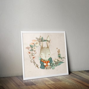 Boho Nursery Art - Animal Print - Boho Bunny - Nursery Decor 10x10, 12x12, 14x14, 16x16, 18x18 Draft Restock requests: 0