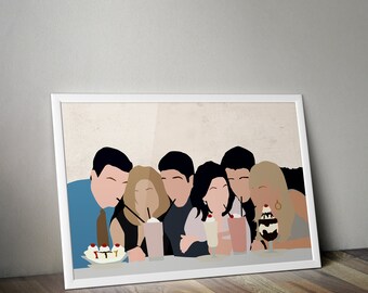 Friends Print – Pop Line Art – Instant Download Illustration – TV