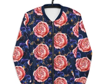 Floral Pattern Bomber Jacket - Vintage Bomber - Unisex