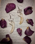 Jaw bone and quartz crystals earrings (mink mandible, available in clear and pastel pink)