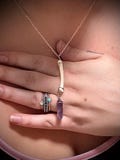 Amethyst and fox foot bone crystal necklace, amethyst point necklace, February birthstone, witchy goth jewelry,  skeleton, oddities handmade