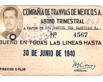 Foto di Messico DF TRANVIAS/tram passare 1940 fissata, costo MX45.50 Pesos transito
