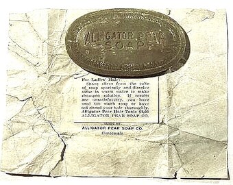 anni 1920 GUATEMALA ALLIGATOR Pear SOAP Bar, per capelli delle signore, confezione originale