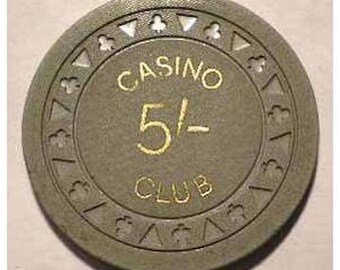 CASINO CLUB che 5 Shilling 5-Cardiff Galles Regno Unito grigio 39,5 mm composito, ora è Club di Tito