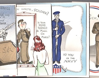 8 seconda guerra mondiale esercito di biglietti d'auguri-originale scatola-Navy-inutilizzati + Env., alcuni spostare parti Super! PPD-US