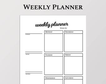 Weekly Agenda Planner | Printable Weekly Planner | A5 Size