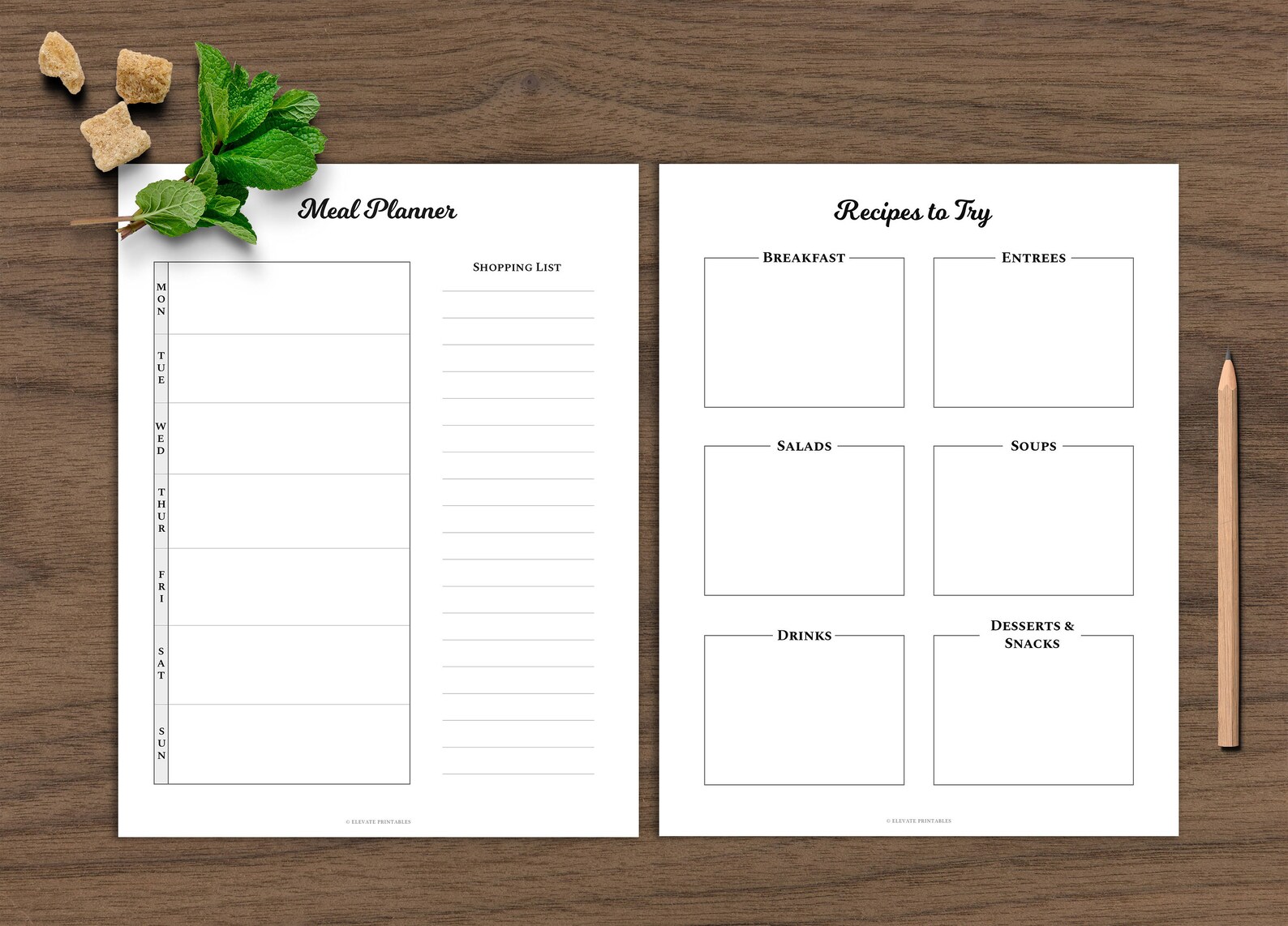Weekly Meal Planner With Shopping List and Recipe Trackers in - Etsy
