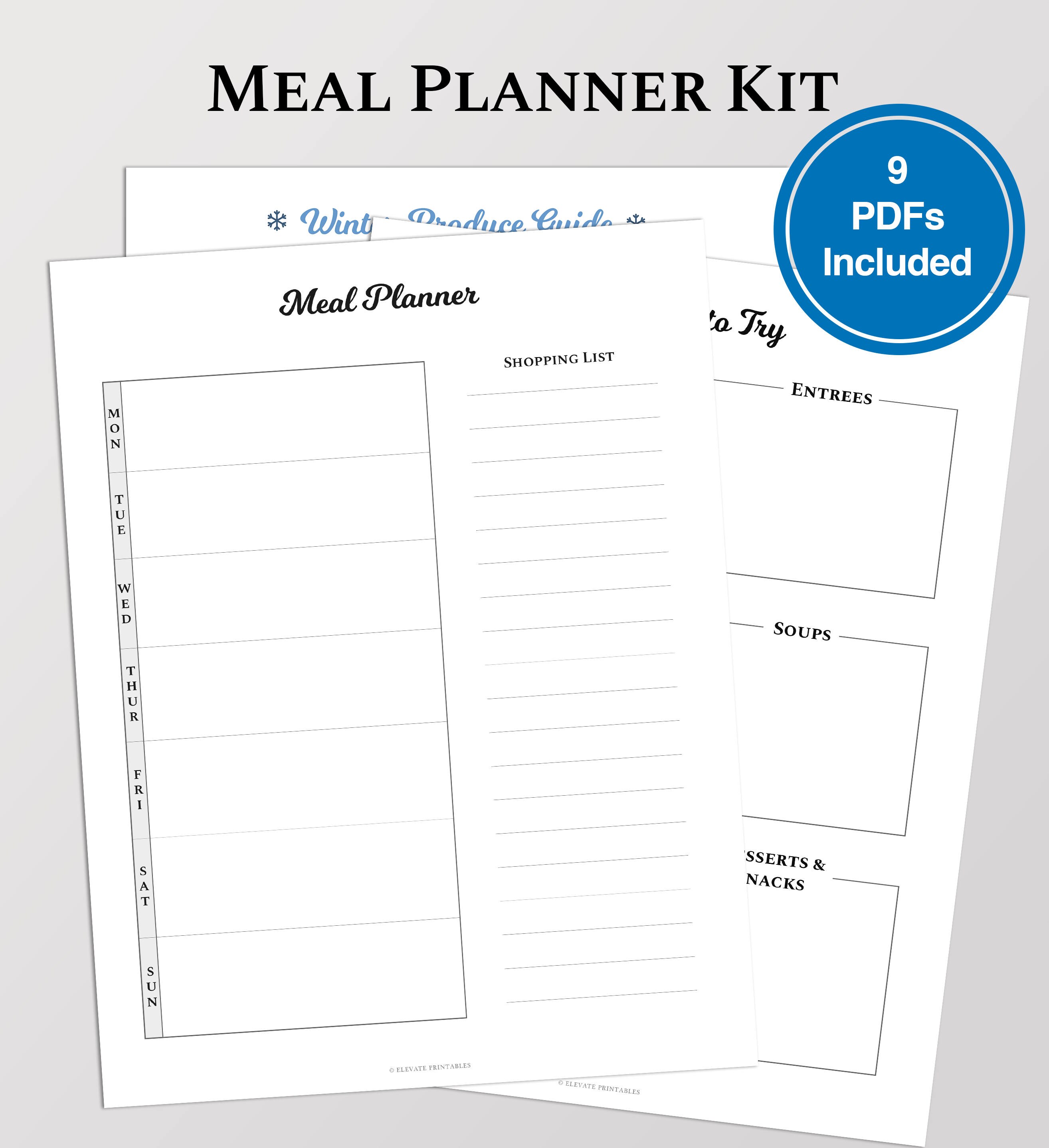Weekly Meal Planner With Shopping List and Recipe Trackers in - Etsy