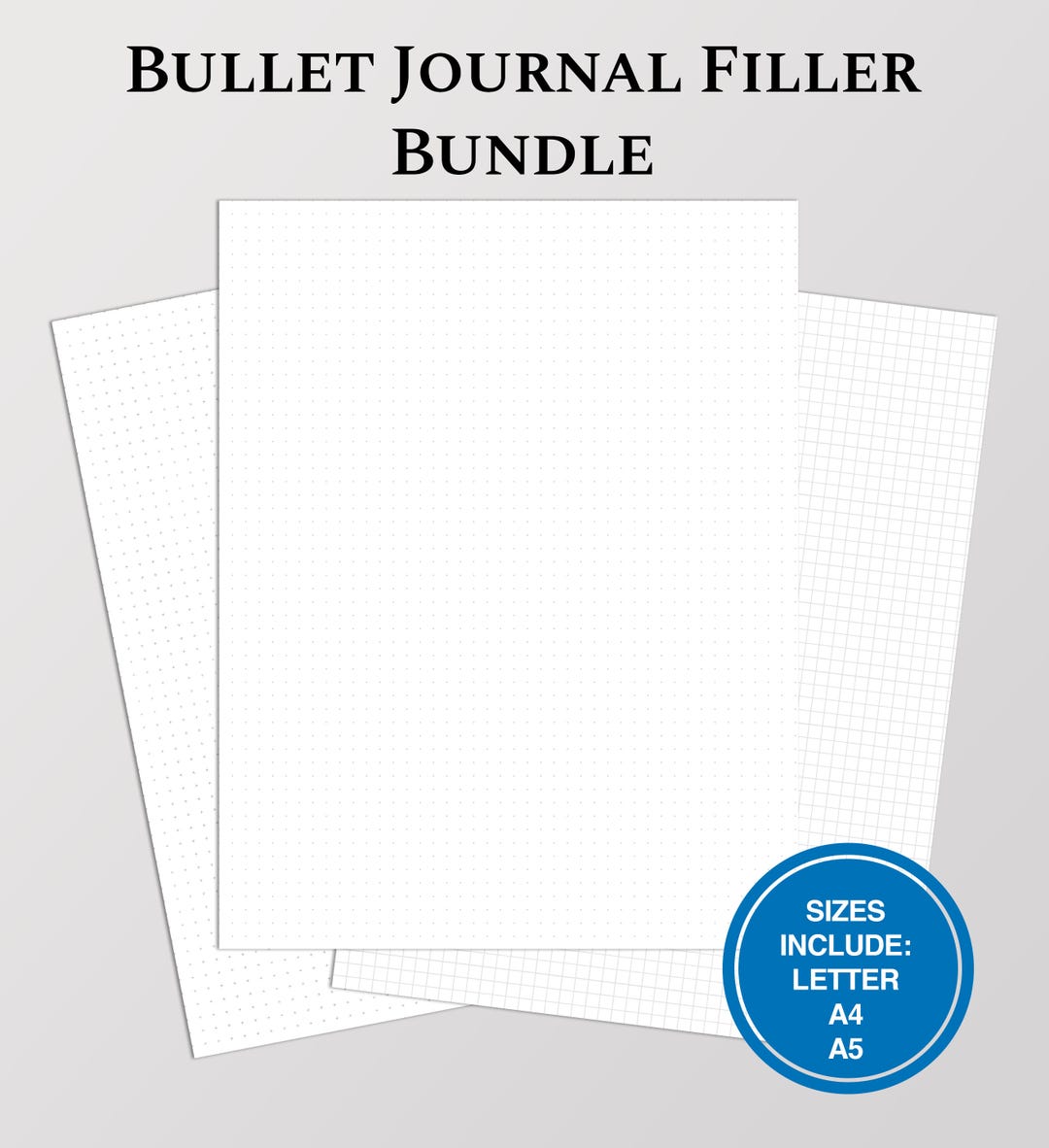 Bullet Journal Filler Paper Bundle With Dot Grid and Square Grid Paper