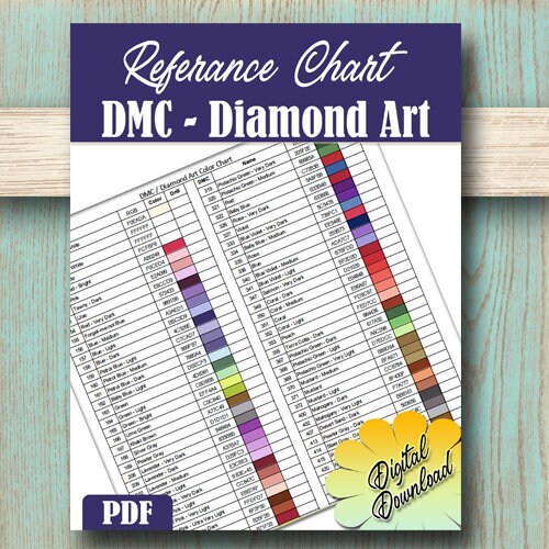 PRINTABLE PDF DMC Color Charts Diamond Painting Drill Color - Etsy