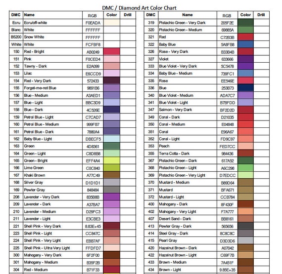 Free DMC Color Chart