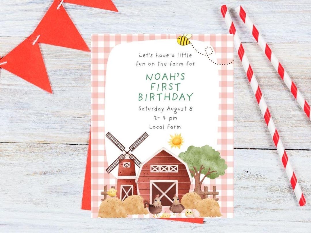 Barnyard Birthday Invitation • Farm Birthday Party Invite • Editable ...