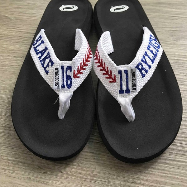 Glitter Baseball/Softball/Soccer/Football Flip Flops