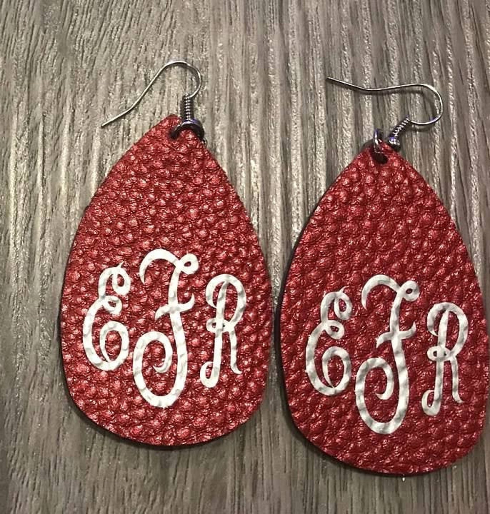 Faux Leather Monogrammed Earrings Personalized With Your Monogram