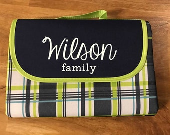 Personalized Extra Large Waterproof Outdoor Blanket with Tote; Picnic Blanket; Beach Mat; Camping Blanket; Wedding Gift;