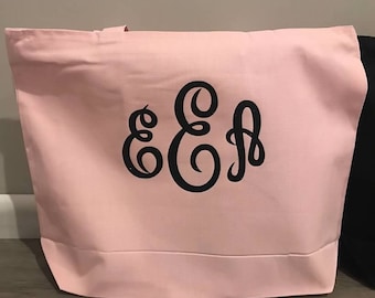 Monogrammed Bag with Zip Closure