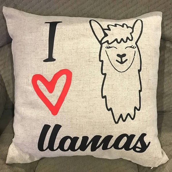 Llama pillow cover, I love llamas