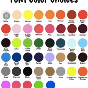 Puede incluir: Una tabla con 48 opciones de colores de fuente diferentes. Los colores est&aacute;n dispuestos en filas y columnas, con cada color etiquetado con su nombre. Los colores incluyen blanco, crema, amarillo lim&oacute;n, amarillo, naranja sol, naranja de Texas, rojo brillante, rojo, rosa claro, chicle, hibisco, rosa, burdeos, cardenal, marr&oacute;n, marr&oacute;n oscuro, lima, manzana verde, verde, verde oscuro, turquesa, azul polvo, azul p&aacute;lido, azul cielo, azul real, azul marino, morado, lila, marr&oacute;n claro, chocolate, marr&oacute;n, gris, carb&oacute;n, negro, oro Vegas, oro, plata, amarillo fluorescente, naranja fluorescente, rosa fluorescente, frambuesa fluorescente, coral fluorescente, verde fluorescente y azul fluorescente.