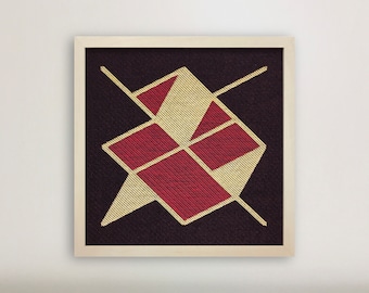 Framed weaving - modern woven decor - geometric weaving - abstract textile - woven wall art - 9" x 9"