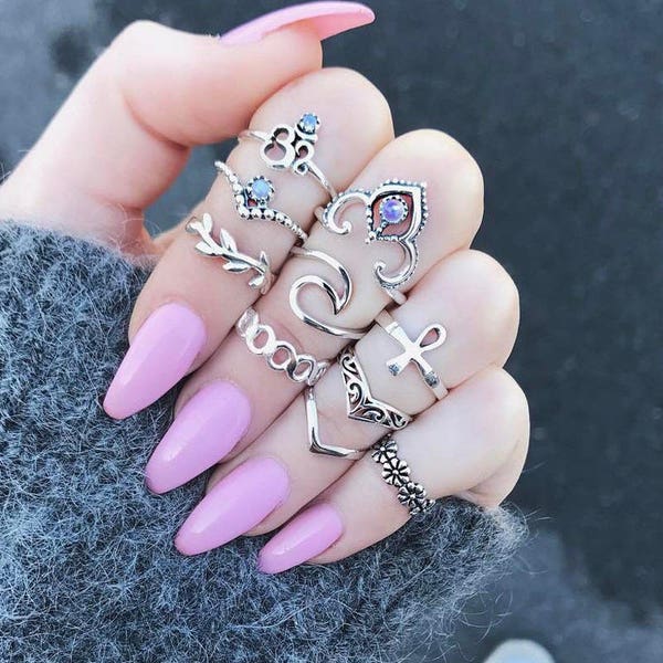 Stacking Rings, Stack Rings, Stackable Rings, Antique Silver Color Rings, Midi Rings, Fair Trade, Silver Color Rings, Boho Rings, Festival
