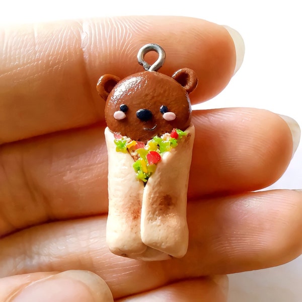 Bearrito Polymer Clay Burrito Bear Charm