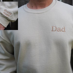 Dad Embroidered Sweatshirt, Custom Dad Shirt With Kids Names, Heart On Sleeve, Daddy Est Hoodie, Gift For New Dad, Father's Day Gift, Men206
