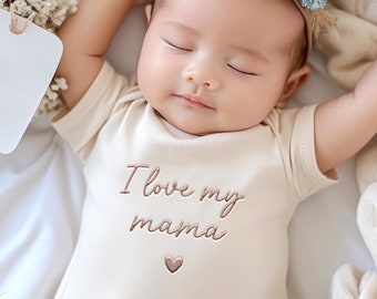 Embroidered I Love My Mama Onesies® Brand, I love my mommy, mom, Christmas Gift for Mom, Cute Baby Onesies® Brand, Mom Dad 120