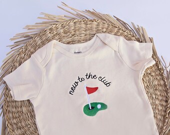 Embroidered New to the Club ONESIES® brand, Baby Golf Club, Daddy's Golfing Buddy, Pregnancy Baby Announcement, Unique Bodysuit, Misc 239