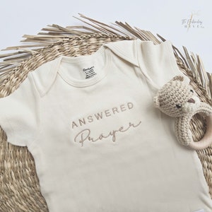 Embroidered Answered Prayer ONESIES® brand, He Answered Bodysuit, Best Friend, Pregnancy Baby Announcement, We have prayed, Religious 1004