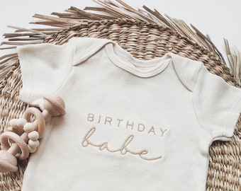 Embroidered Gold Birthday Babe Onesies® Brand, Birthday Girl Onesie®, Birthday Girl Onesie® Birthday Girl Shirt, Neutral, Birthday2000