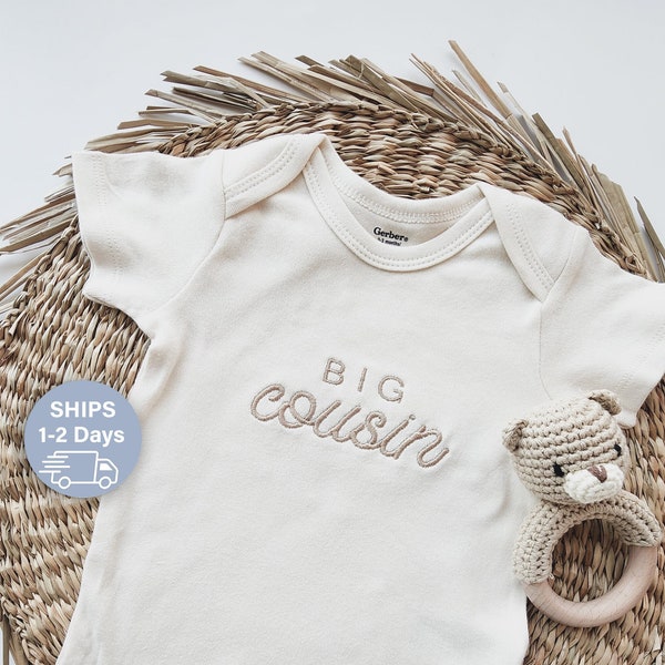Embroidered Big Cousin ONESIES® brand, Cousin Crew, Cute Cousin Baby ONESIES® brand, Pregnancy Announcement to Family Friends Siblings 814