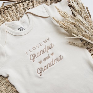 Embroidered Grandpa and Grandma Baby ONESIES® brand Cute I Love My Grandma and Grandpa ONESIES® brand, Custom Onesie® Grandparents 402