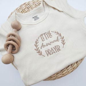 Little Answered Prayer Onesies® Announcement IVF Baby Onesies® Brand, For this child we have prayed, Pregnancy Announcement, Religious 1001